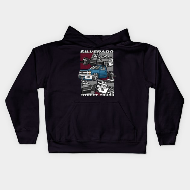 Silverado Street Truck Kids Hoodie by Guyvit